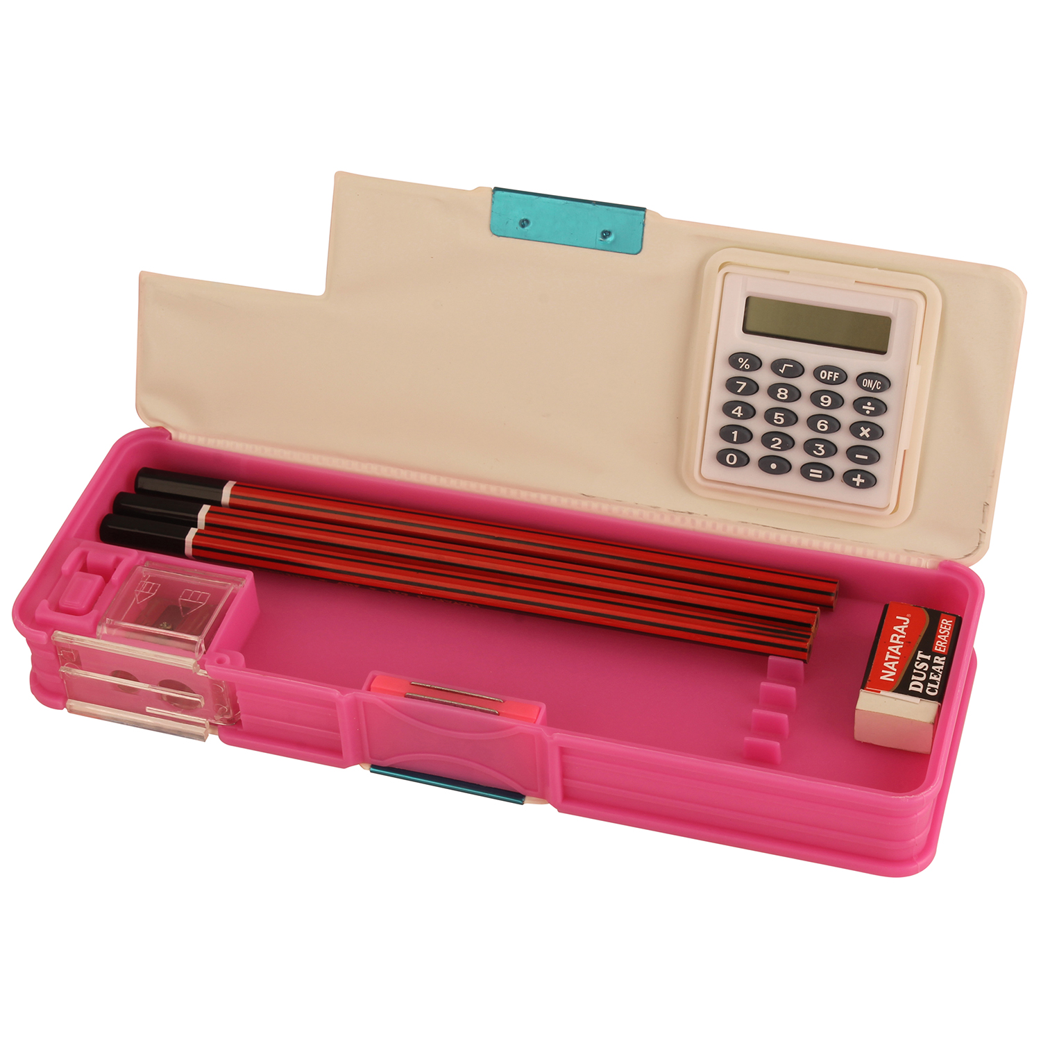 STYM Pencil Box With Twist Calculator Plastic (2 sides, Set of 1, Pink