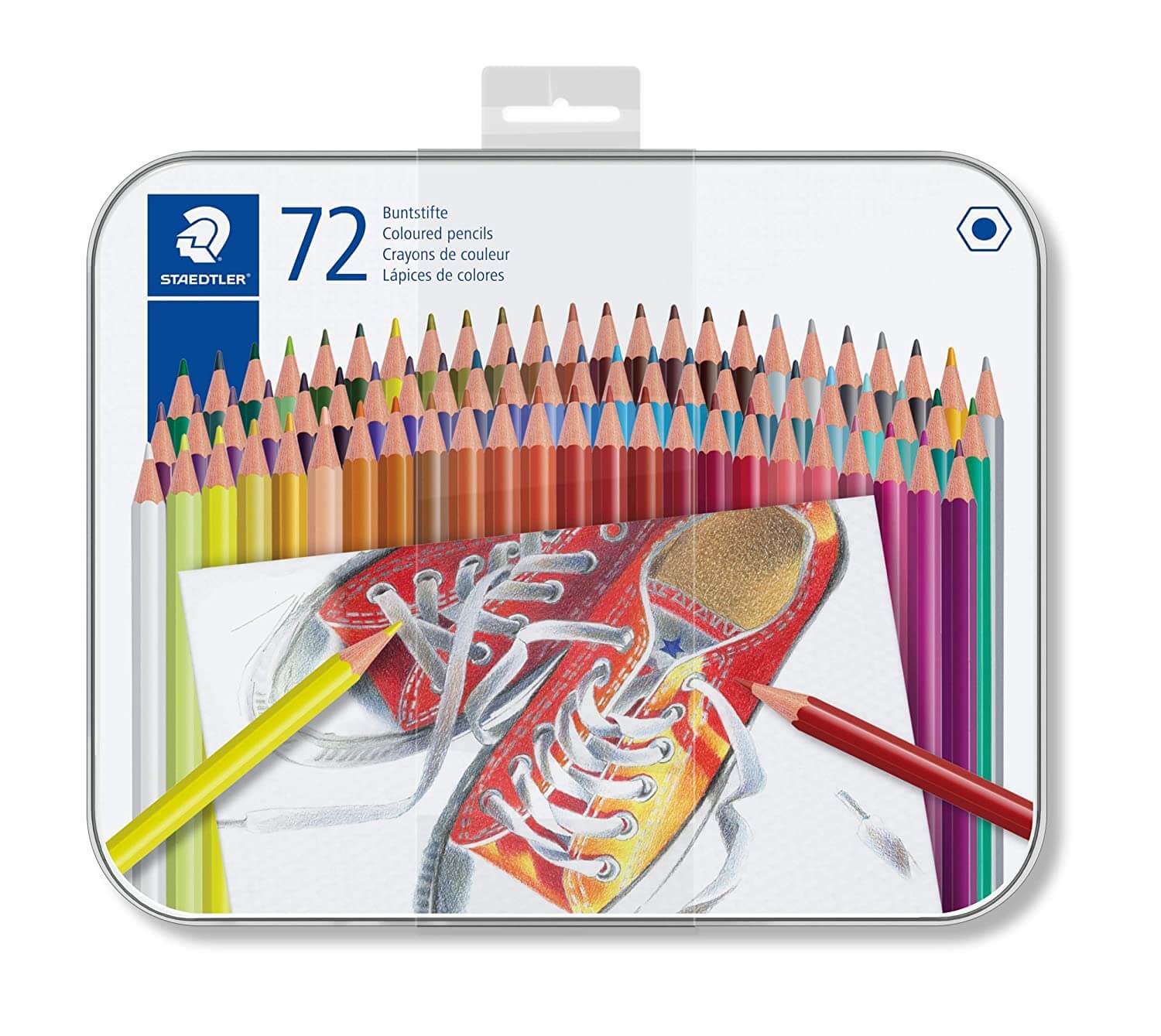 STAEDTLER Hexagonal Color Pencils 72 Shades in Metal Box 175M72
