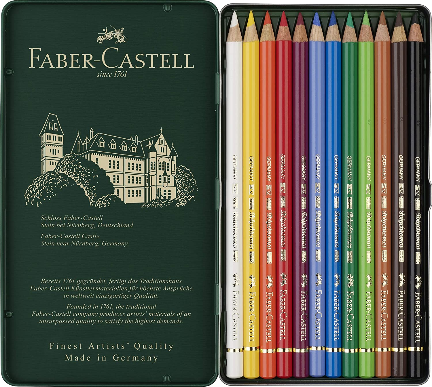 Faber Castell Polychromos Artist Color Pencil Set - Pack of 12 - Colour ...